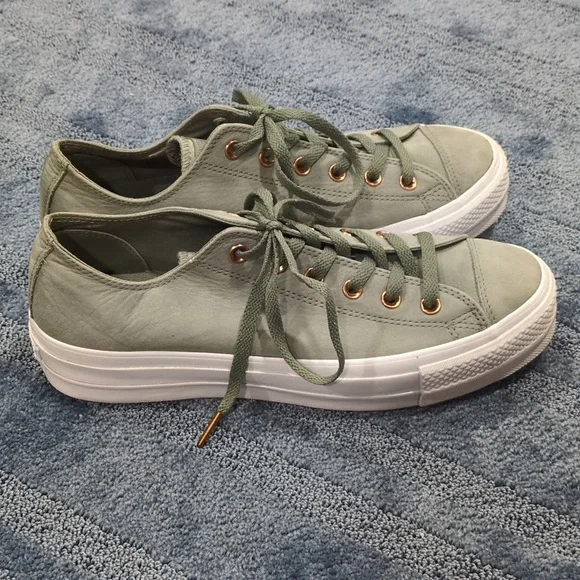 Women's Converse Chuck Taylor Leather Lift, Green - Picture 4 of 8